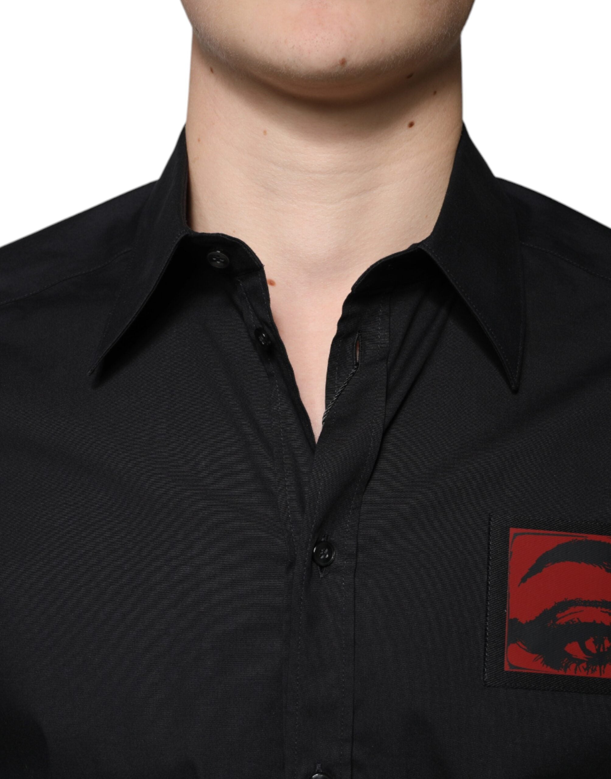 Dolce & Gabbana Black long-sleeved GOLD shirt with eye patch